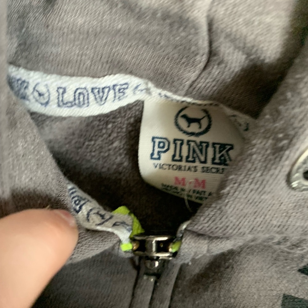 a victorious secrecy’s pink grey and neon green jacket in great condition